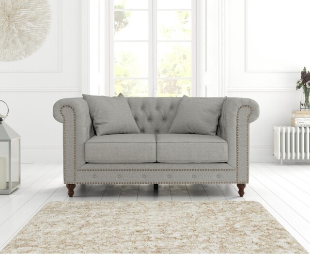 Westminster Chesterfield Grey Linen 2 Seater Sofa by Oak Furniture ...