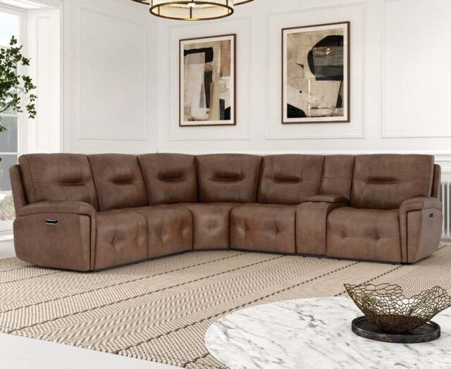 Barlow Dark Brown Faux Leather Right Hand Facing Power Reclining Corner ...