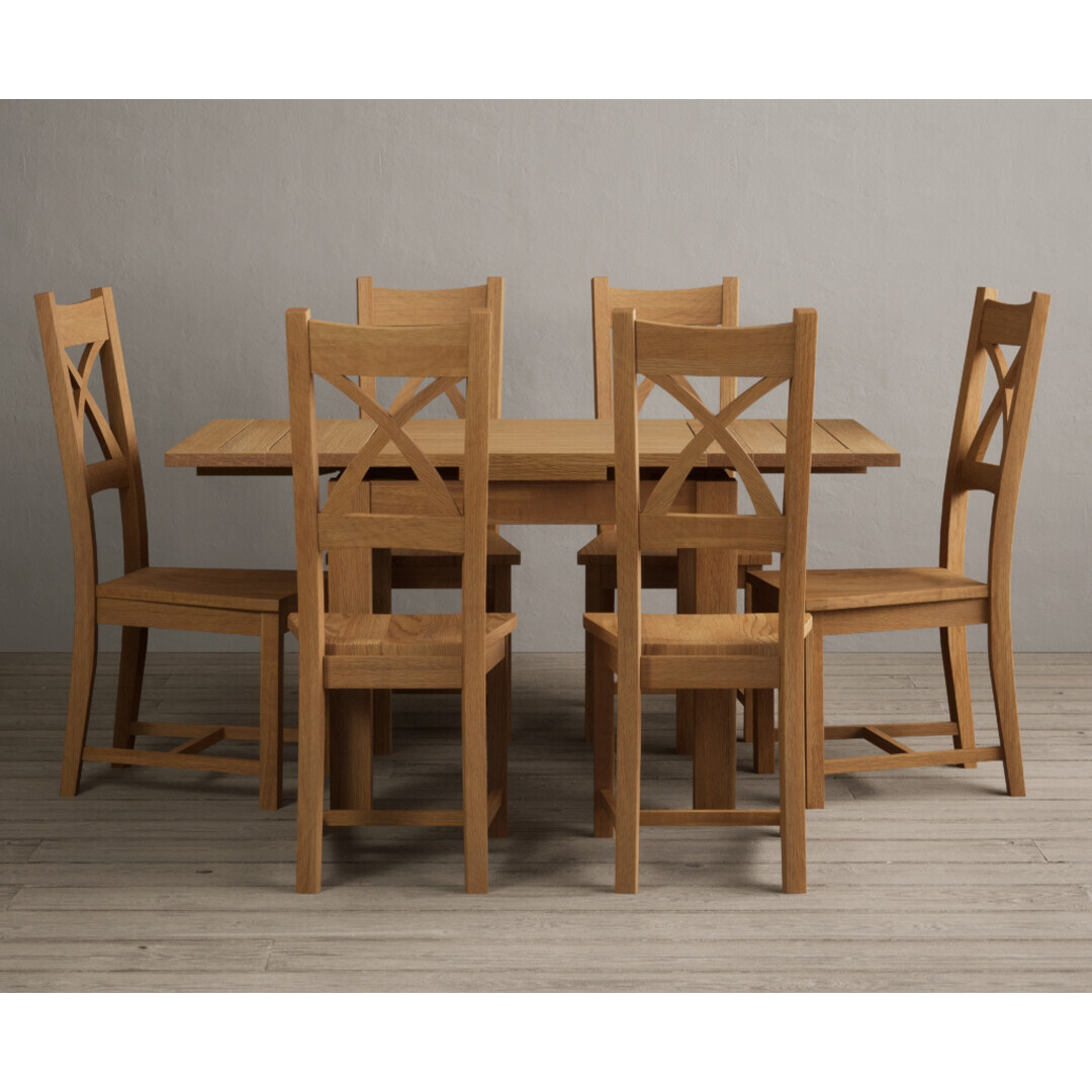 Extending Buxton 90cm Solid Oak Dining Table with 4 Charcoal Grey ...