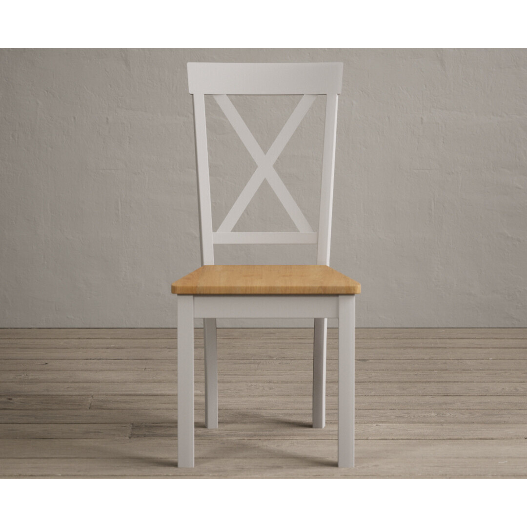 Hertford Soft White Dining Chairs with Oak Seat Pad by Oak Furniture