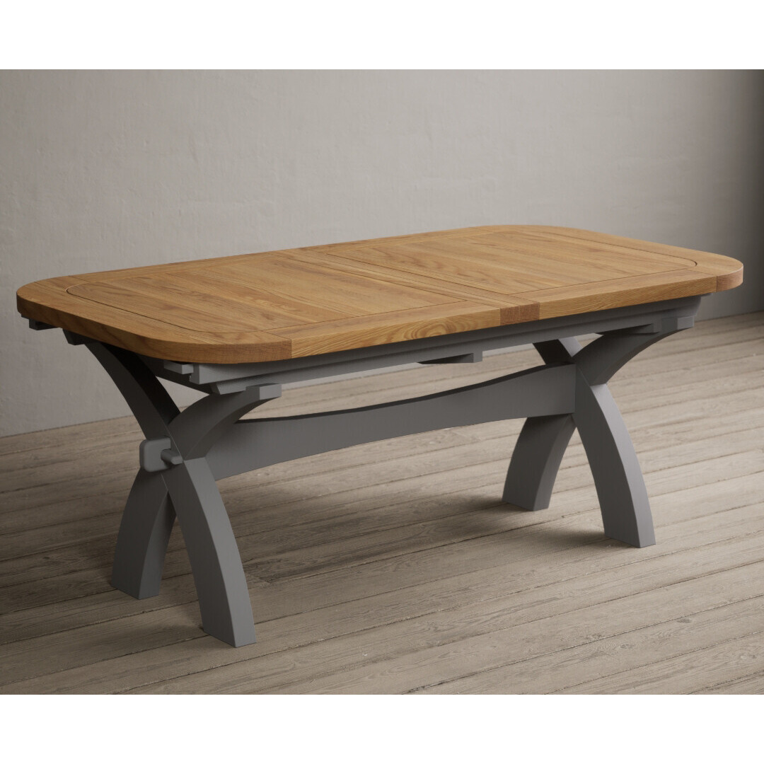 Extending Atlas 180cm Oak and Light Grey Painted Dining Table by Oak