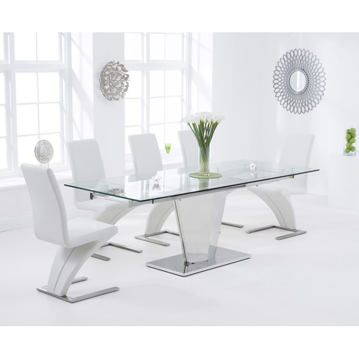 Liberty 160cm Extending Glass Dining Table With 4 Ivory White Hampstead