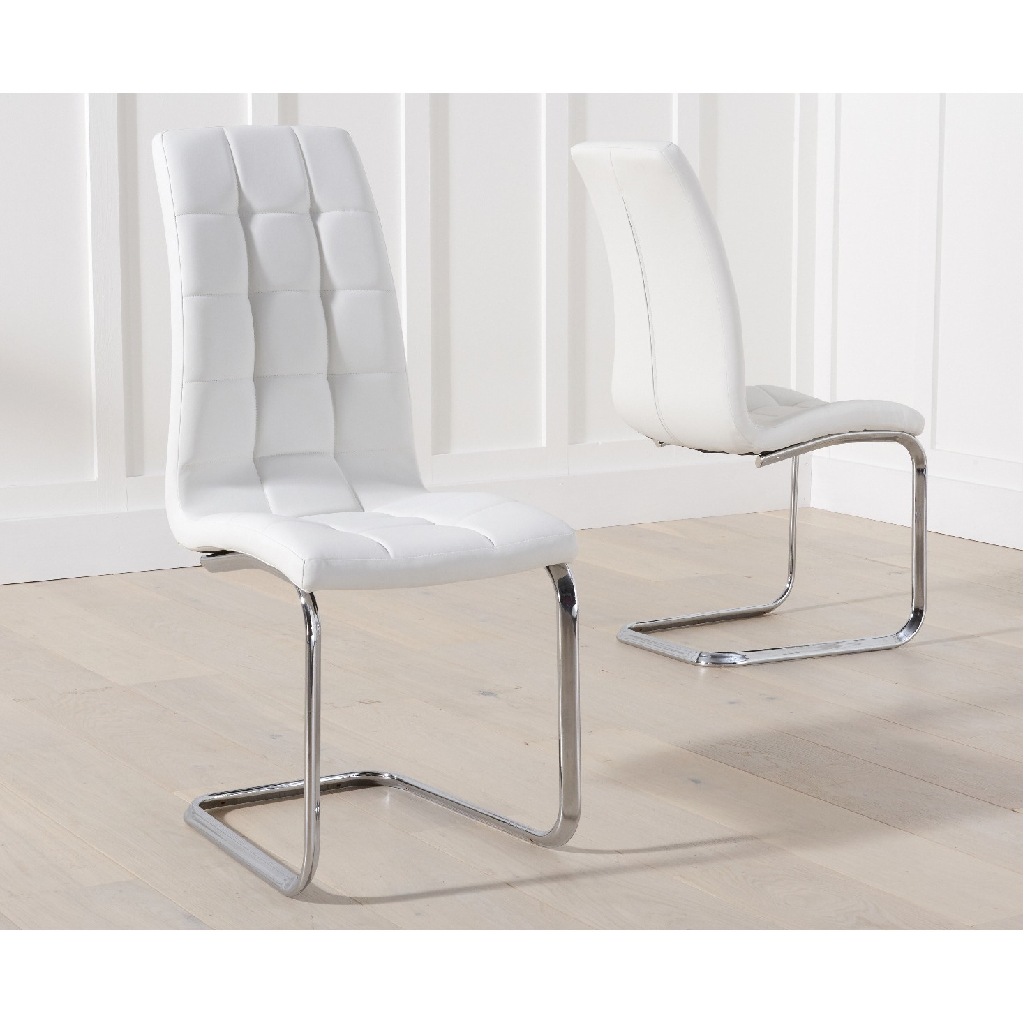 Vigo White Faux Leather Dining Chairs by Oak Furniture Superstore ...