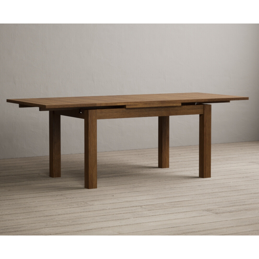 Extending Buxton 140cm Rustic Solid Oak Dining Table by Oak Furniture