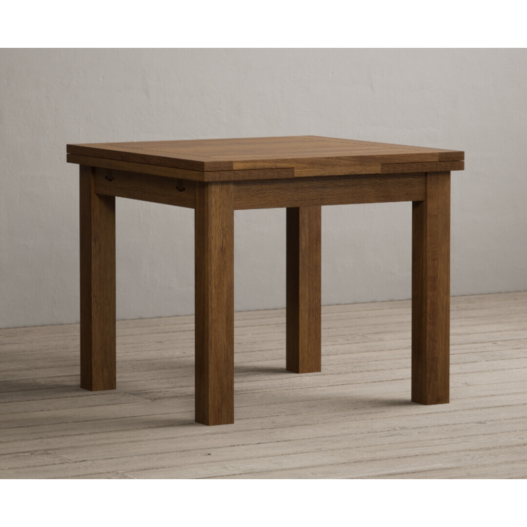 Extending Hampshire 90cm Rustic Solid Oak Dining Table by Oak Furniture