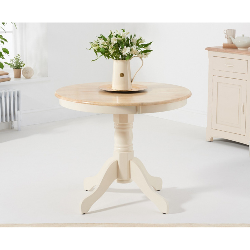 Epsom 90cm Cream Painted Pedestal Dining Table by Oak Furniture