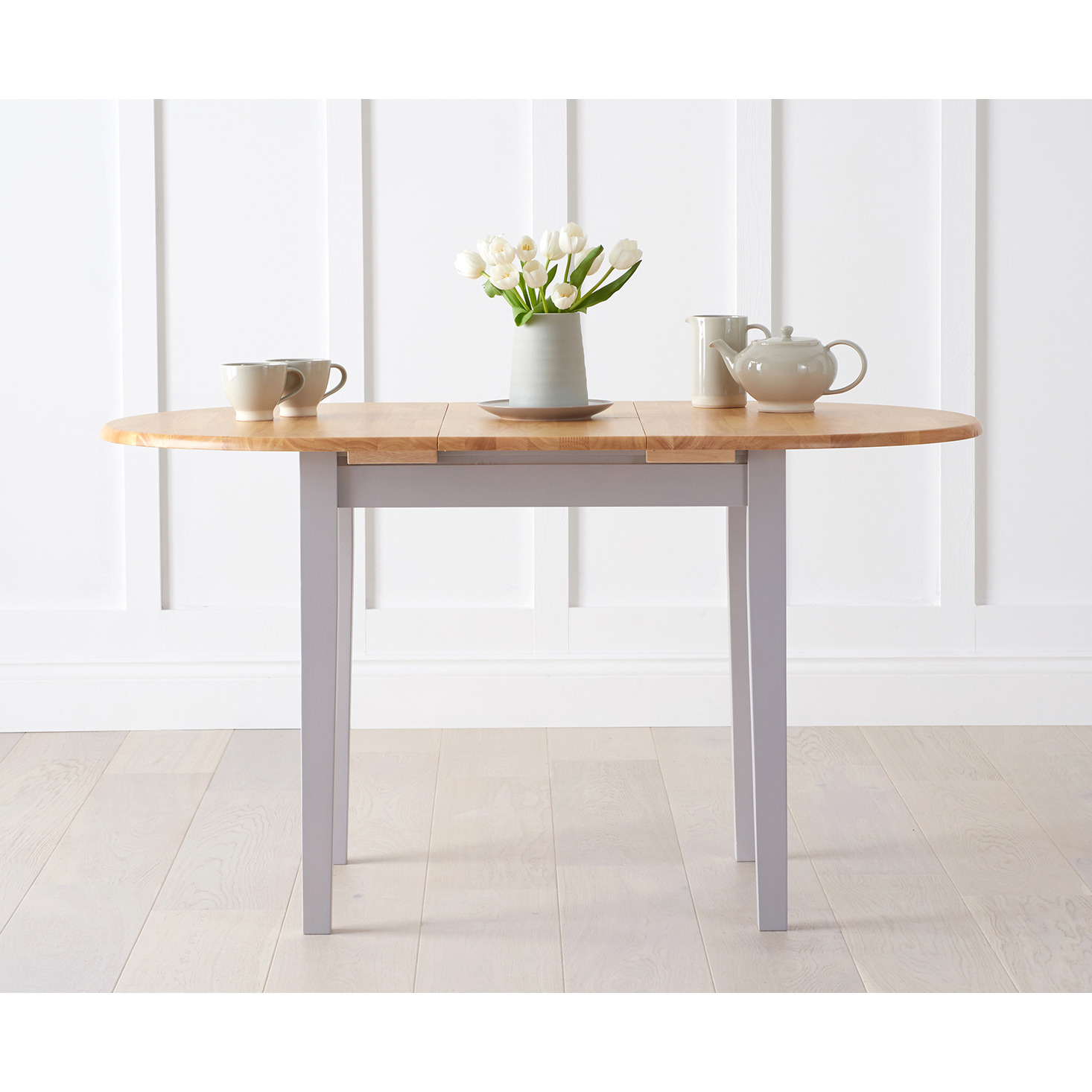 Extending Amalfi Oak and Grey Painted Dining Table by Oak Furniture