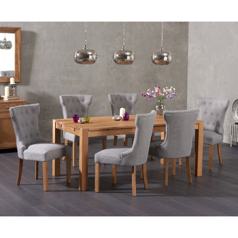 Verona 150cm Solid Oak Dining Table with Camille Fabric Chairs by Oak