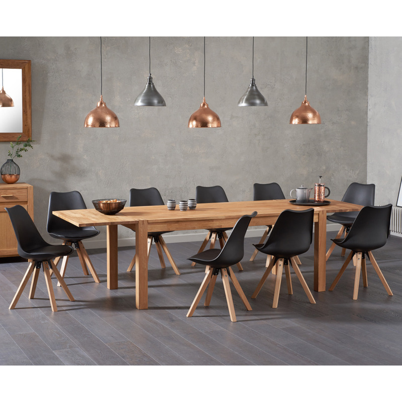 Verona 150cm Solid Oak Extending Dining Table with Oscar Faux Leather Square Leg Chairs by Oak