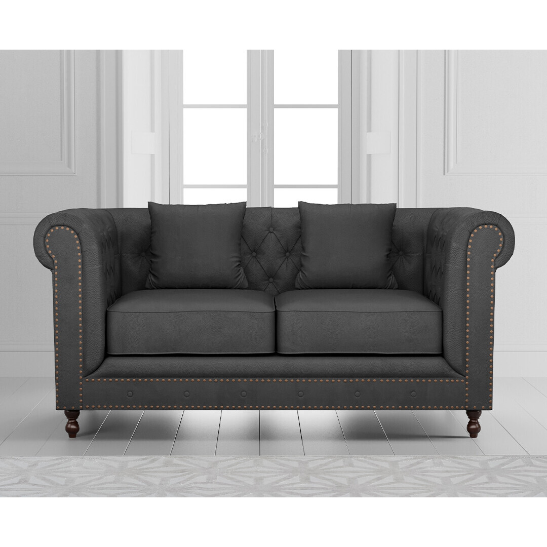 Westminster Chesterfield Grey Leather 2 Seater Sofa by Oak Furniture ...