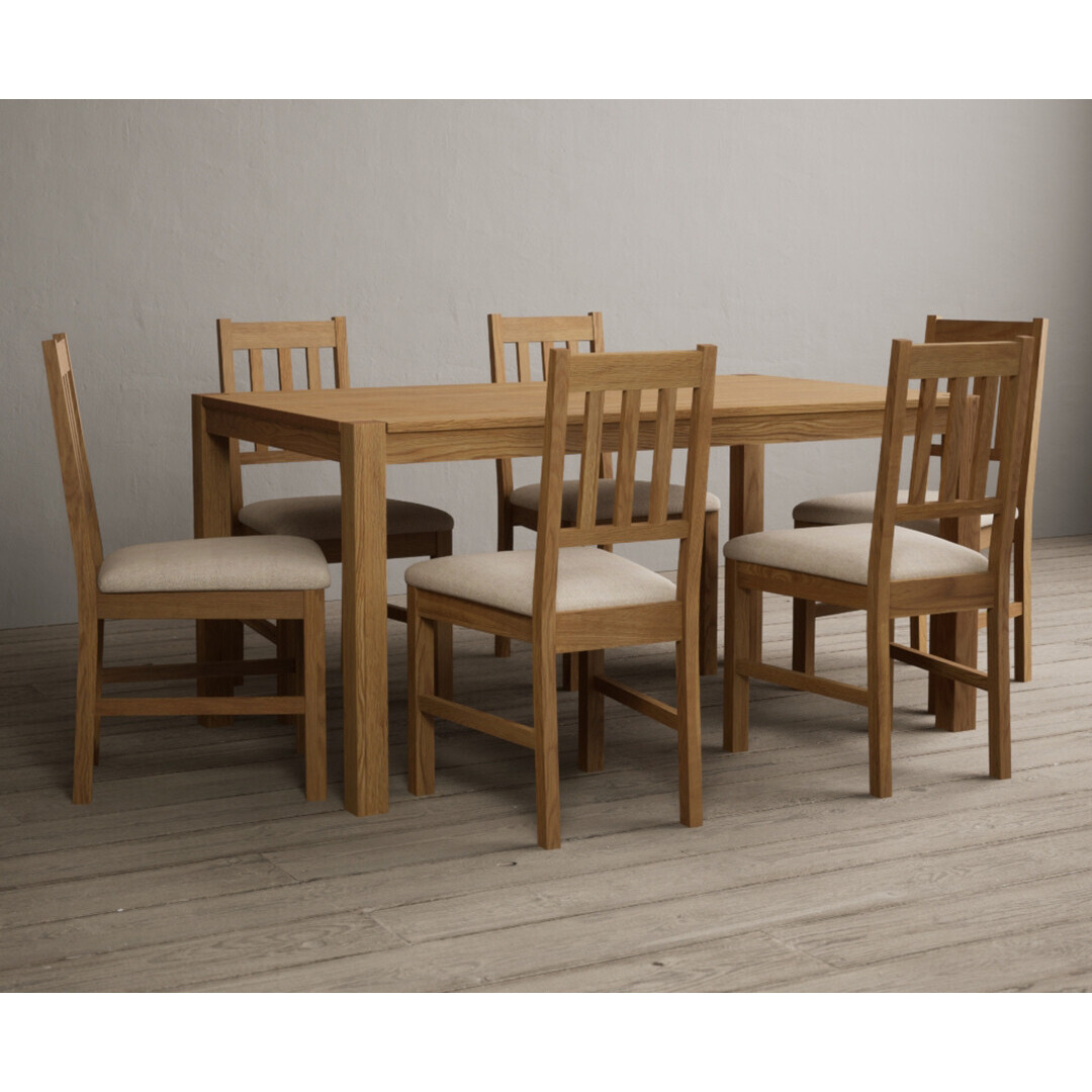 York 150cm Solid Oak Dining Table With 6 Blue York Chairs by Oak Furniture Superstore | ufurnish.com
