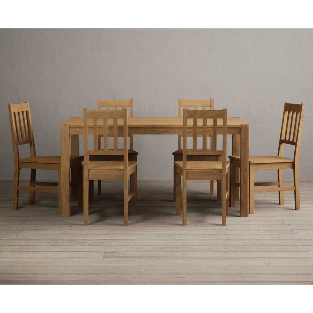 York 150cm Solid Oak Dining Table With 6 Light Grey York Chairs by Oak