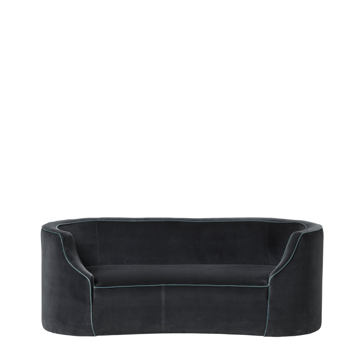 OKA, Nell 2.5Seater Sofa Charcoal/Air Force Blue, Sofas, Velvet