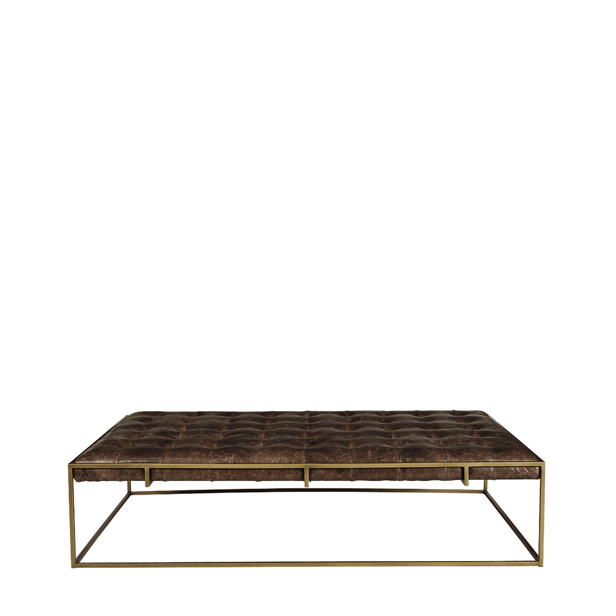 OKA, Wallace Coffee Table/Ottoman Aged Hazelnut Leather, Coffee