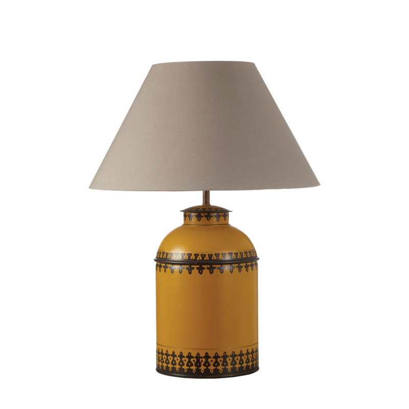 OKA, Berber Handpainted Table Lamp Ochre, Table Lamps, Metal by OKA