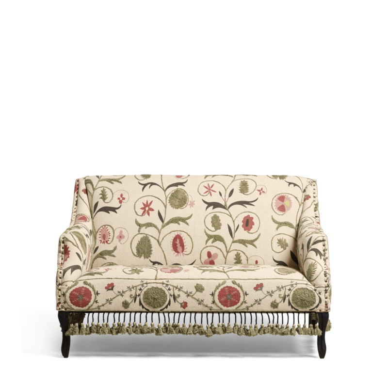 OKA, Tarma 2Seater Sofa Sheki Olive, Sofas, Cotton, Patterned by OKA