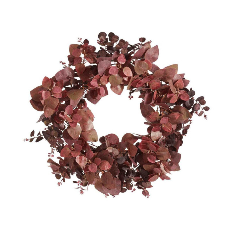 OKA, Faux Eucalyptus Wreath Dark Brown/Burgundy, Wreaths and Garlands