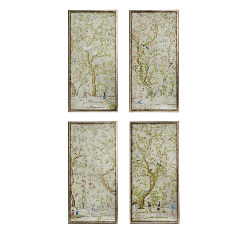 OKA, Set of Four Hokkaido Wall Art Panels Distressed Green, Wall Art