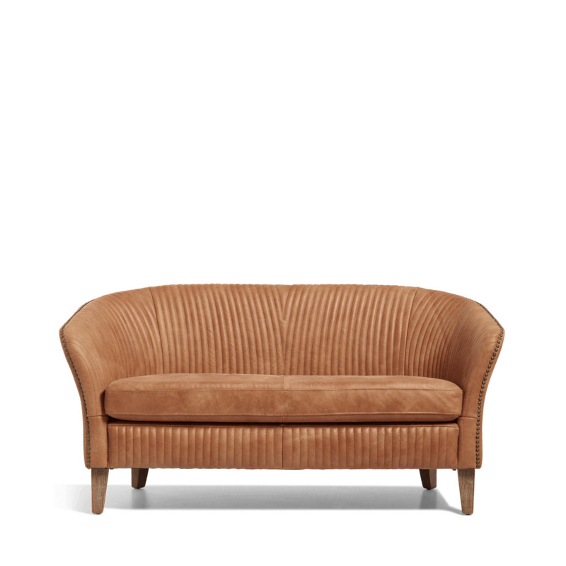 OKA, Crosby 2Seater Sofa Hazelnut Brown, Sofas, Ash Wood/Leather by