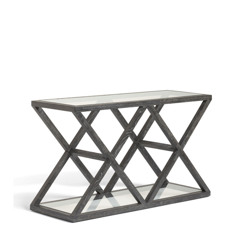 OKA, Marylebone Console Table Ebonised Oak, Console Tables, Glass/Oak