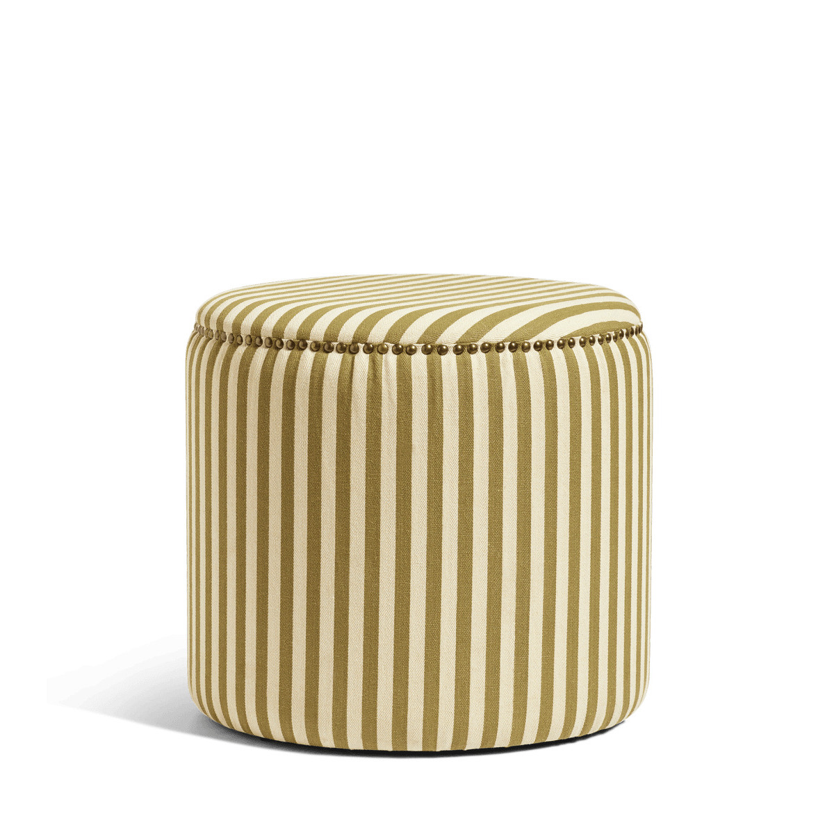 OKA, Costellini Linen Ottoman Olive Stripe, Ottomans, Brass/Linen