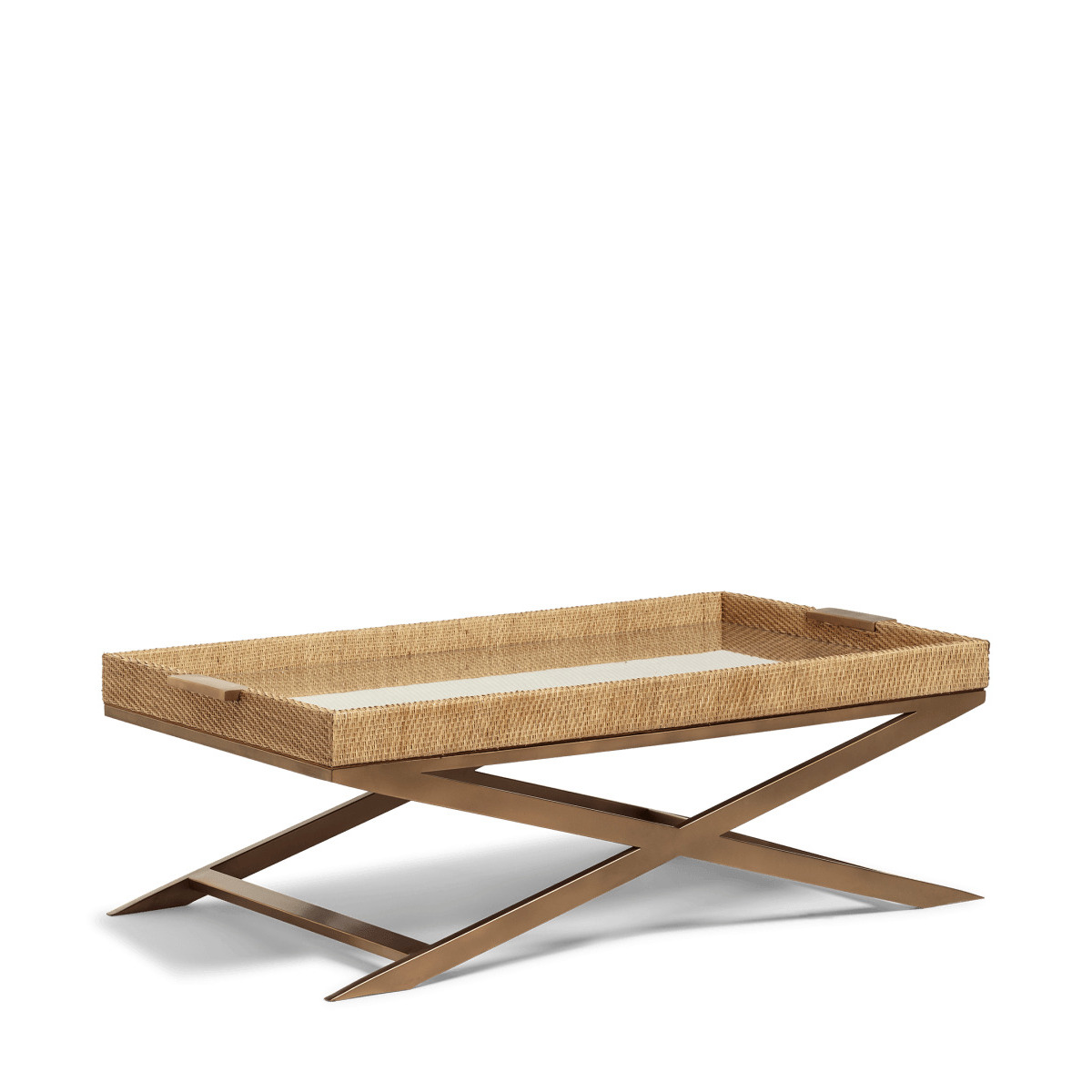 OKA, Sovannah Coffee Table Sand, Coffee Tables, Glass/MDF Wood/Rattan