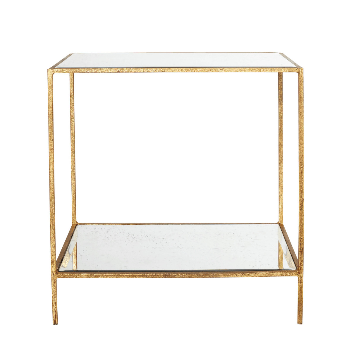 OKA, Triomphe Side Table Antiqued Mirror, Side Tables, Glass/Metal by