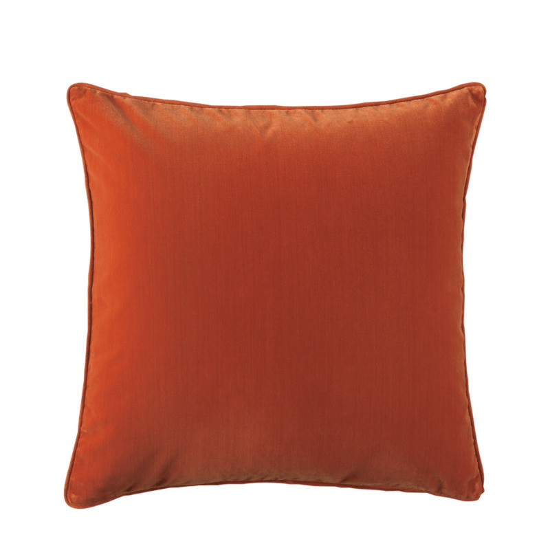 OKA, Plain Velvet Cushion Cover, Square Burnt Orange, Cushion Covers