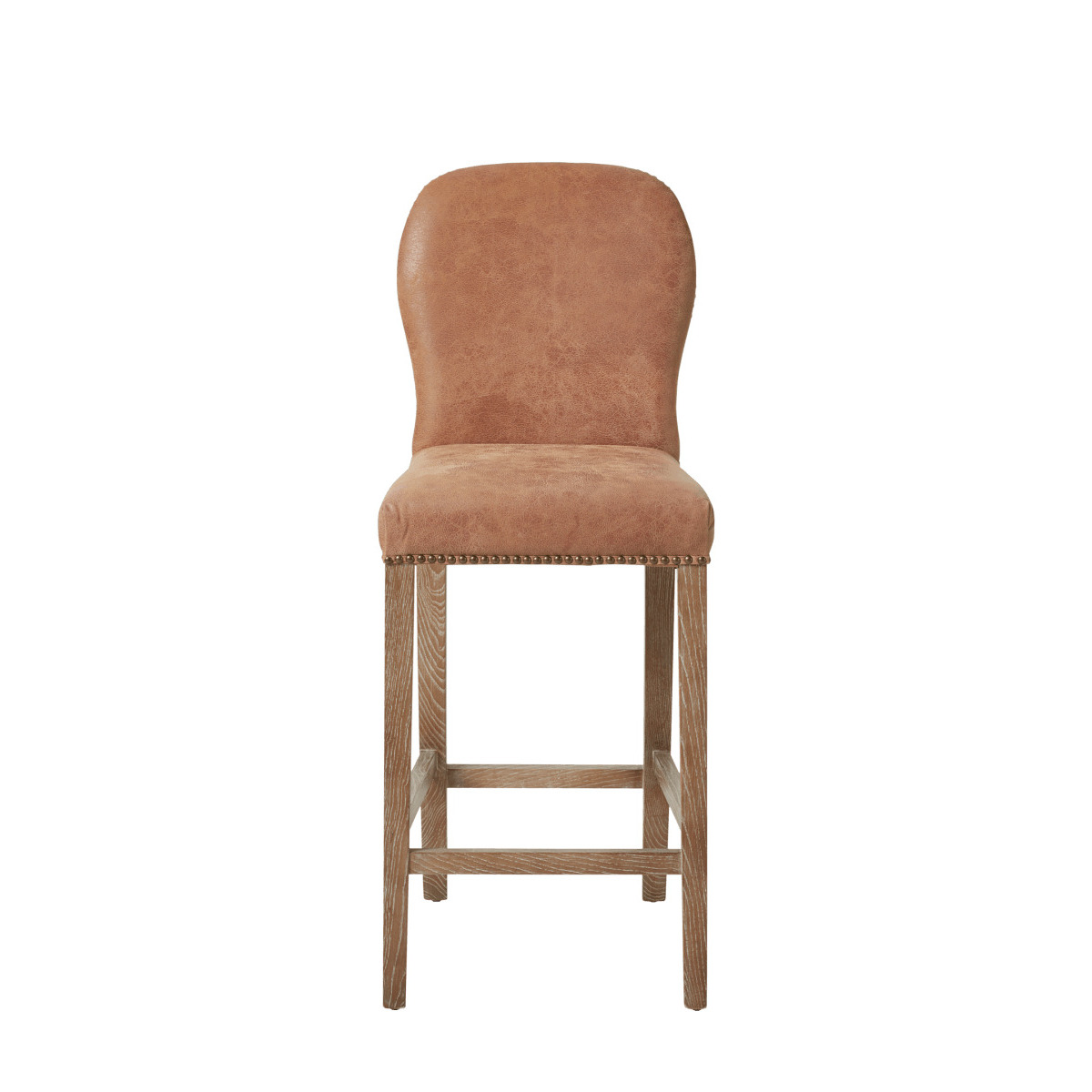 OKA, Stafford Leather Bar Stool Aged Tobacco, Bar Stools, Leather