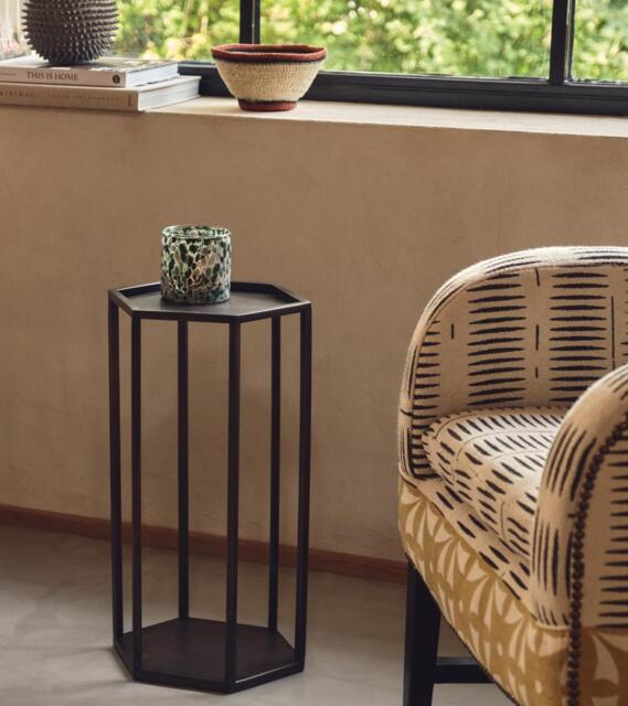 OKA, Shida Side Table Blackened Bronze, Side Tables, Steel,Metal by