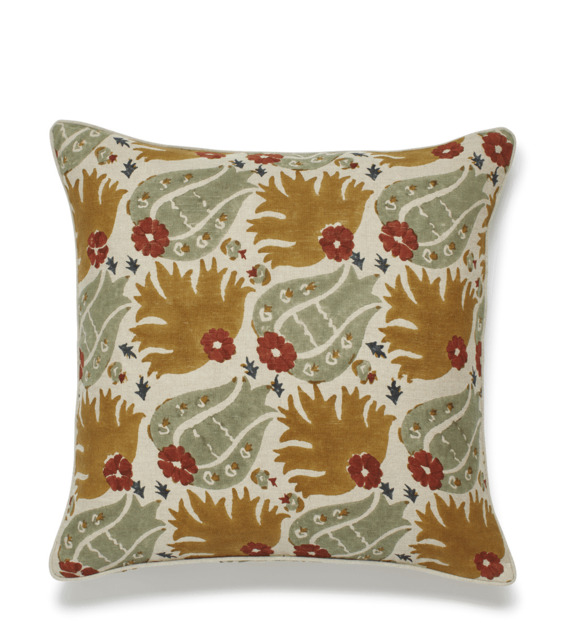 Oka Raspberry Cushions OKA, Hidaya Cushion Cover - Mustard/Sage, Cushion Covers, Linen ...