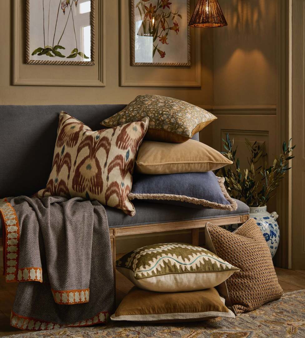OKA, Lahar Cushion Cover - Olive, Cushion Cover by OKA | uFurnish.com