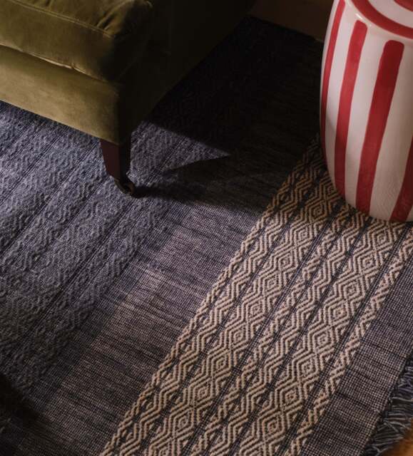 OKA, Plima Rug 244x305cm - Indigo/Natural, Rug by OKA | ufurnish.com