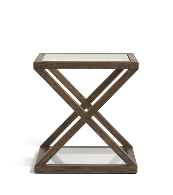 OKA, Marylebone Side Table Espresso, Side Tables, Oak Wood,Glass by