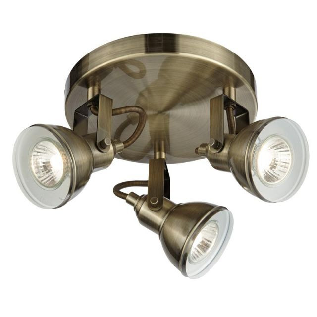 Searchlight Antique Brass 3 Light Spotlight Disc