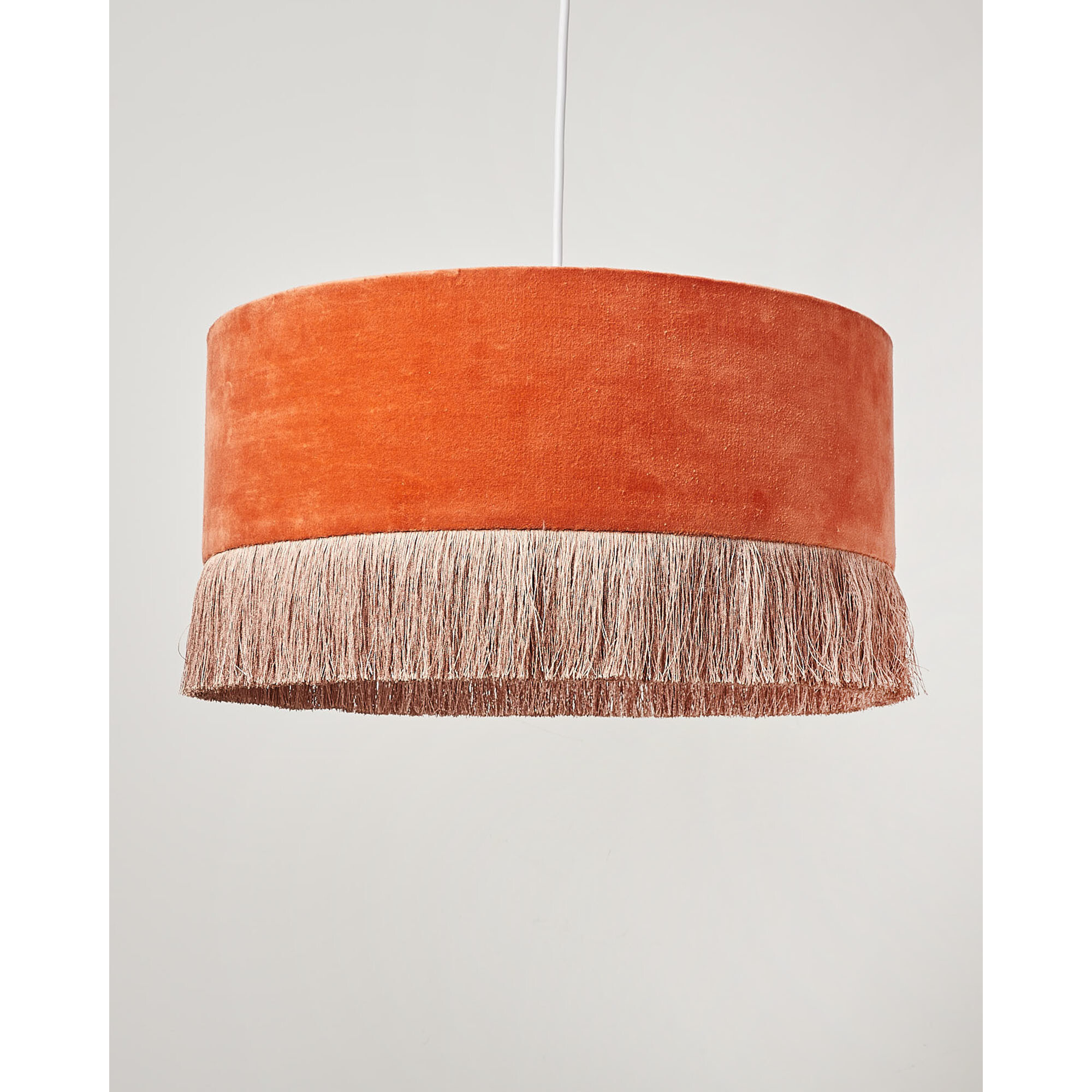 Ero Orange Velvet & Tassel Drum Pendant Lamp Shade