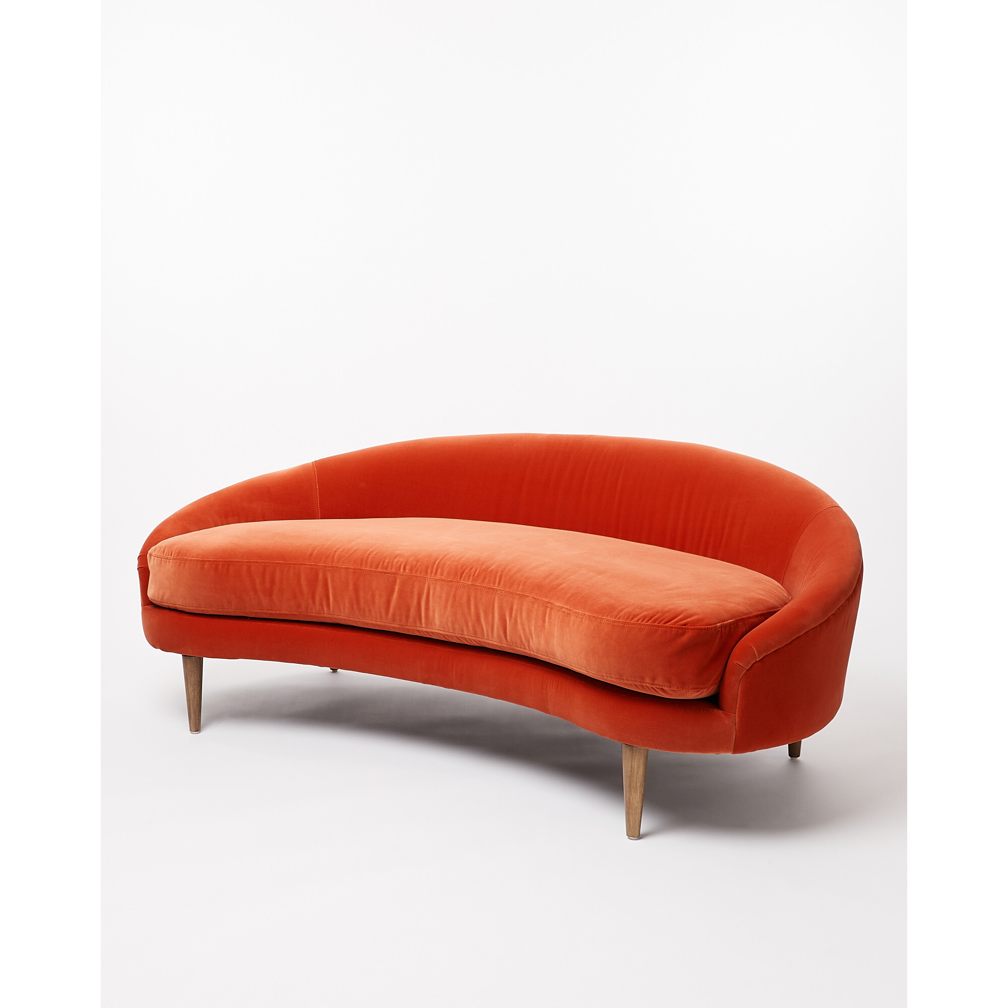Luna Burnt Orange Velvet Sofa by Oliver Bonas | ufurnish.com