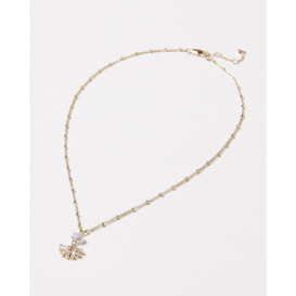 Deco Pearl & Stone Fan Drop Pendant Necklace