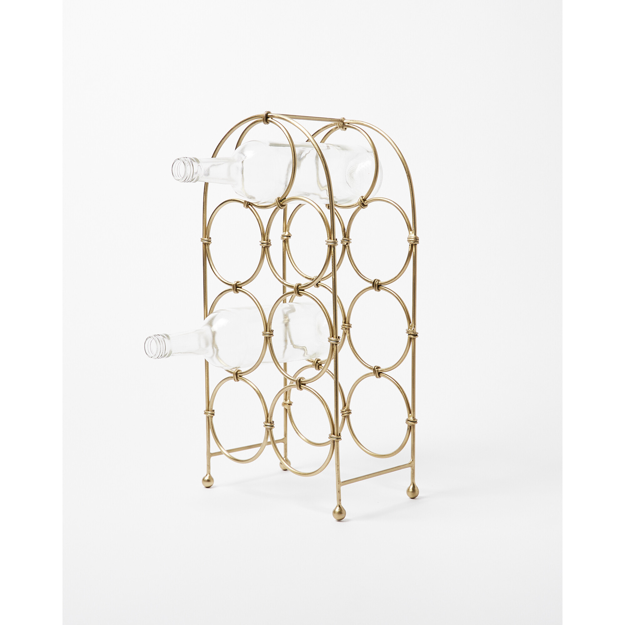 Maya Seven Bottle Gold Metal Wine Rack by Oliver Bonas