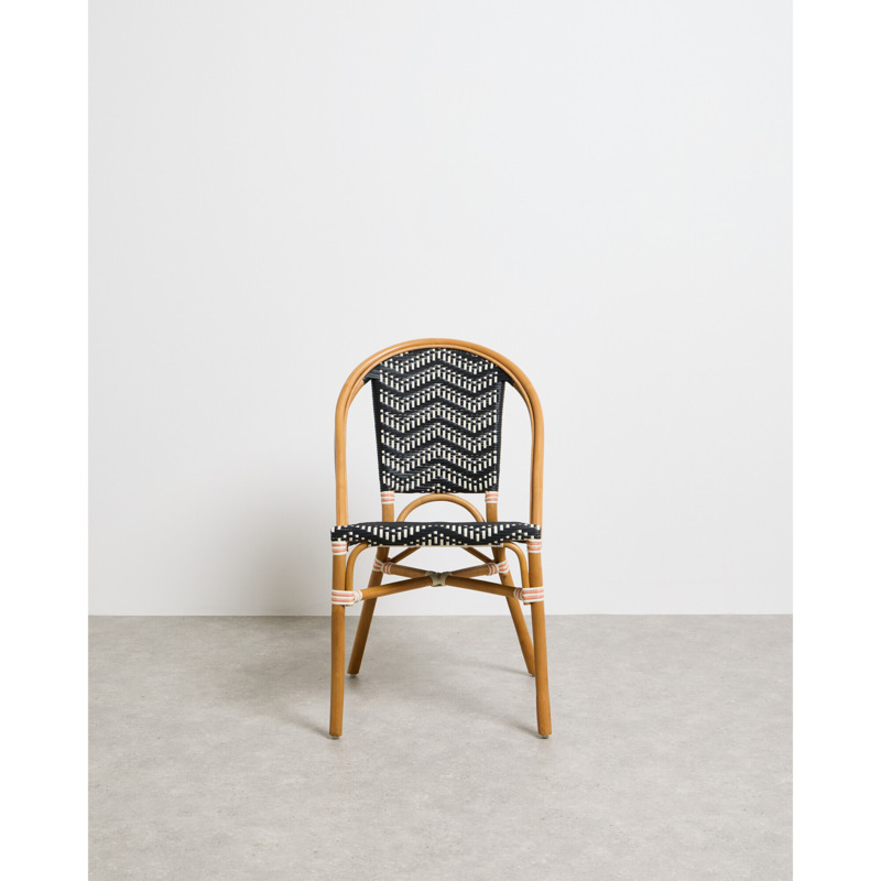 Bistro Black & White Rattan Chair by Oliver Bonas