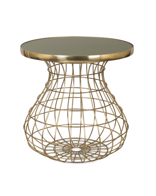 Unity Large Olive & Gold Wire Side Table by Oliver Bonas | ufurnish.com