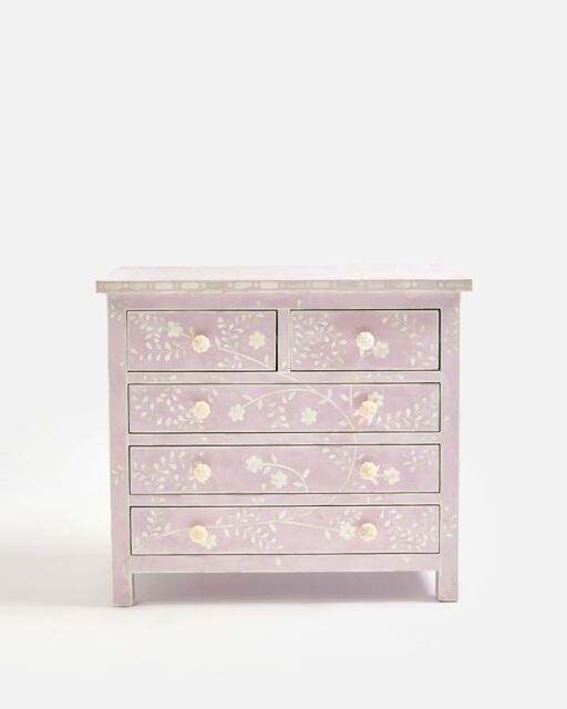 RHODOLIRION /ロドリリオンFRILL DRAWERS flower Lohko Lilac Floral Inlay Chest of Drawers by Oliver Bonas