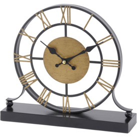 Libra Skeleton Mantel Clock Black and Antique Brass