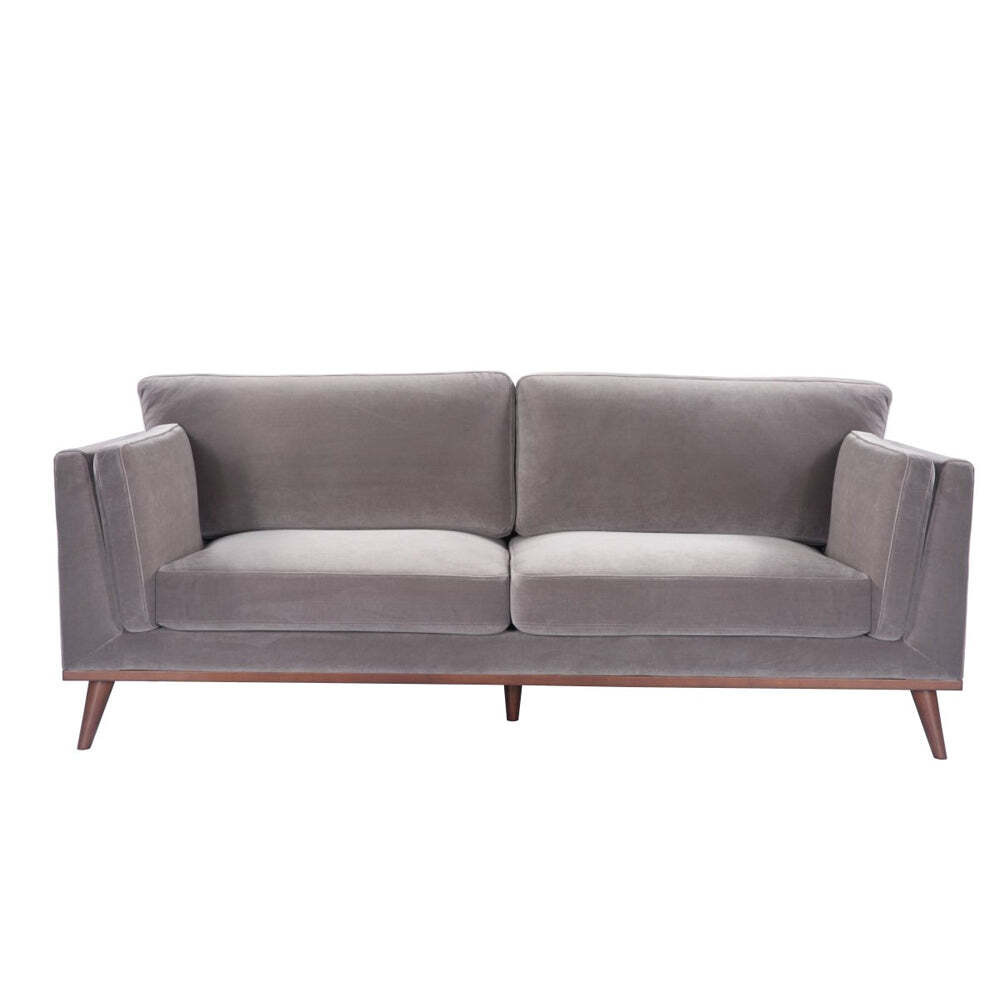 Twenty10 Twenty10 Designs Mickey Stone Grey Velvet 3 seat Sofa by Olivia's ...