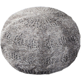 Libra Laval Hand Knitted Round Linen Wool Pouffe