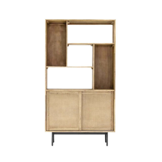 Maddox  Bookcase with Storage and Two Sliding Doors