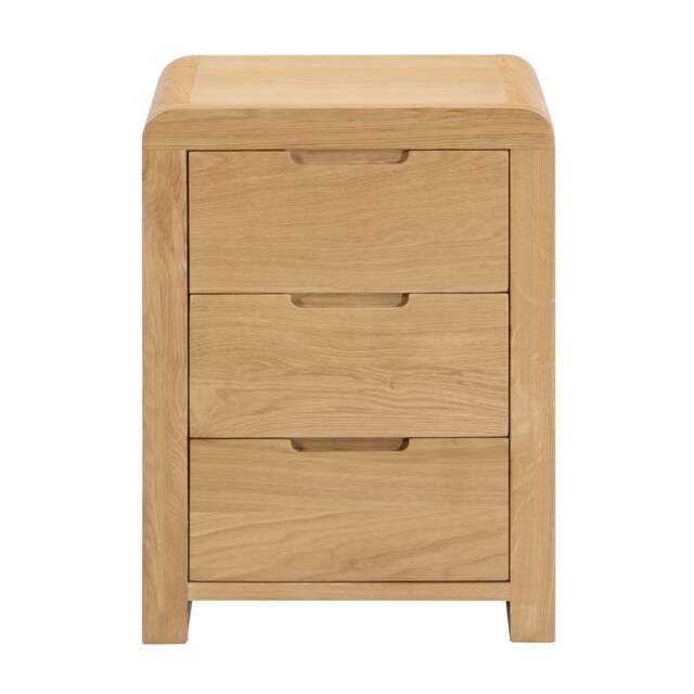Curve Natural Oak Wood Bedside Table by Otello's Home | ufurnish.com