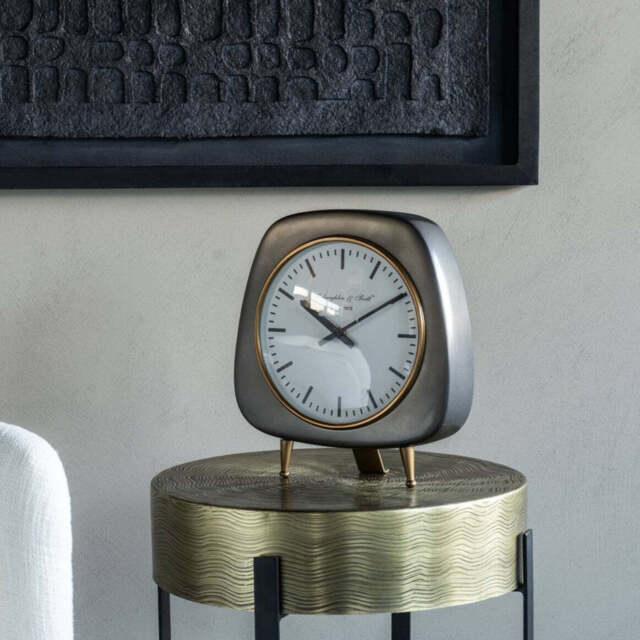 Medium Table Clock Mid Century Style Aluminium Table Clock Large by Otello's Home ...
