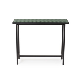 Herringbone Tile Console Table 100cm, Forest Green