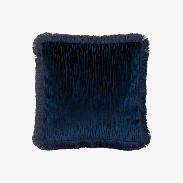 The Azure Fringe Cushion Cover - Indian Blue main image 0